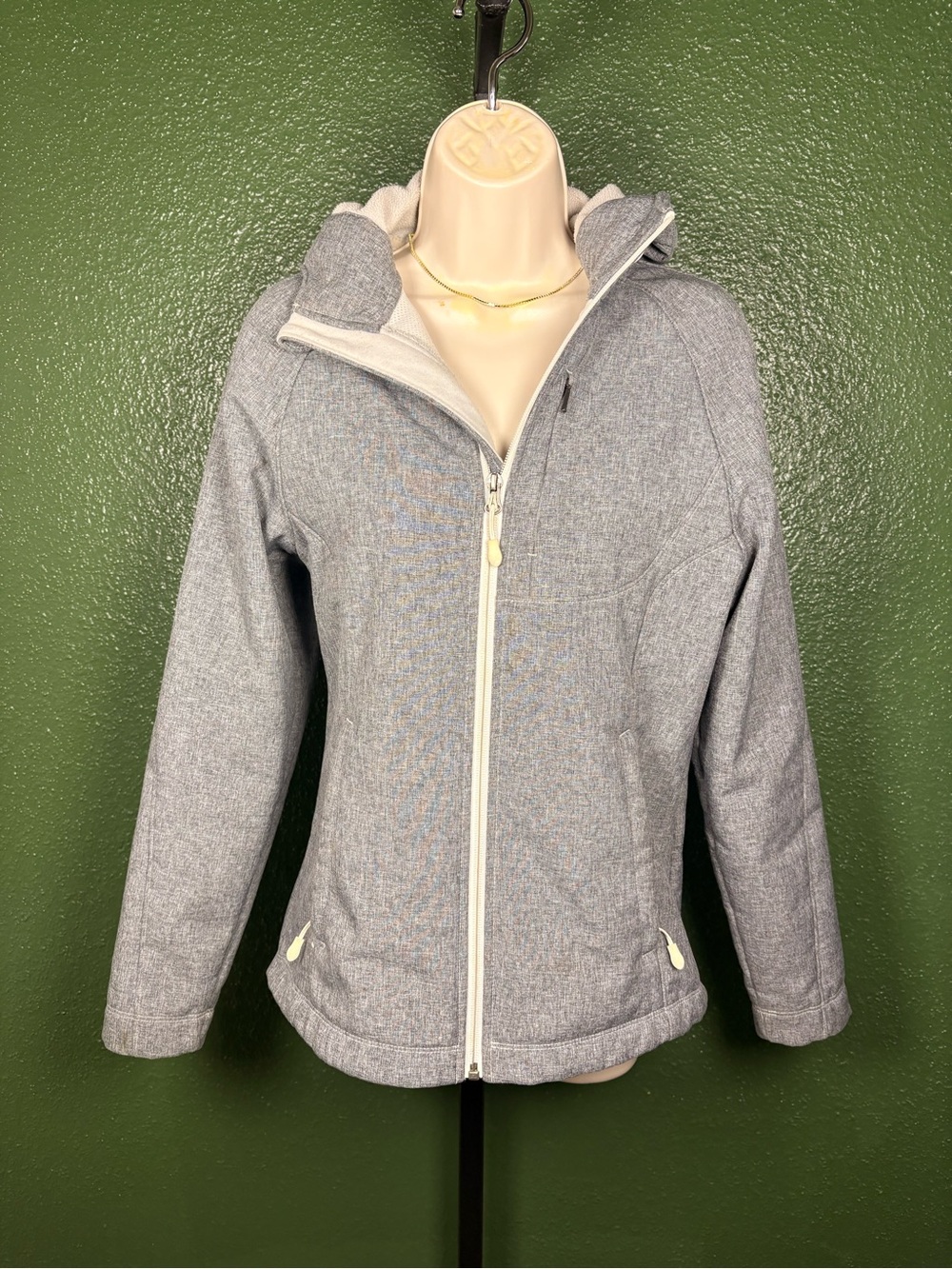 Light Gray Women’s Hooded Water Repellent windbreaker Jacket - Casual Zip Front